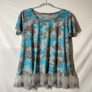 NWT Simply Aster By Firmiana Womens Blue Gray Lace Detailing Floral Dress Sz 4X